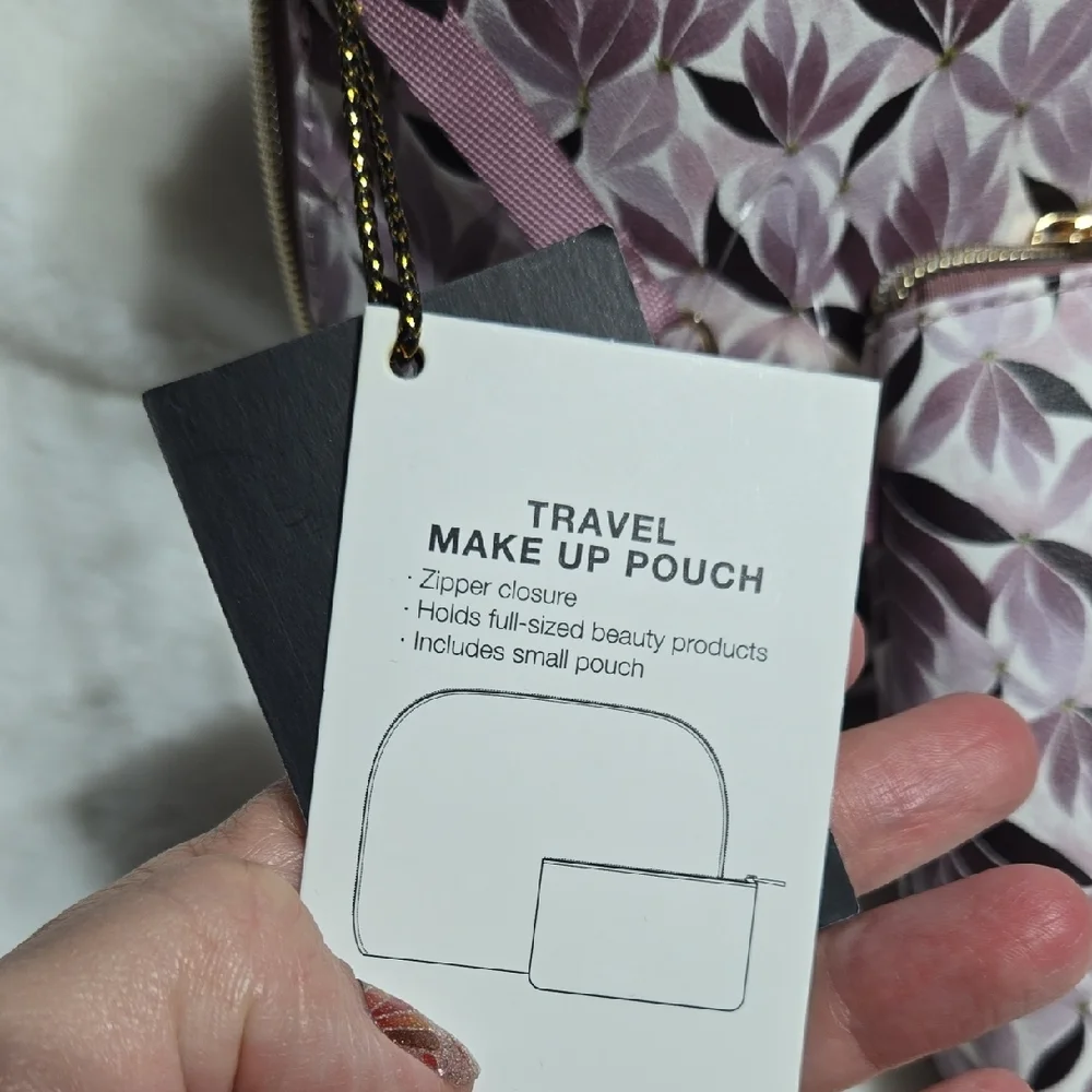 Imoshion Mauve Leaf Travel Cosmetic Bag Duo New
